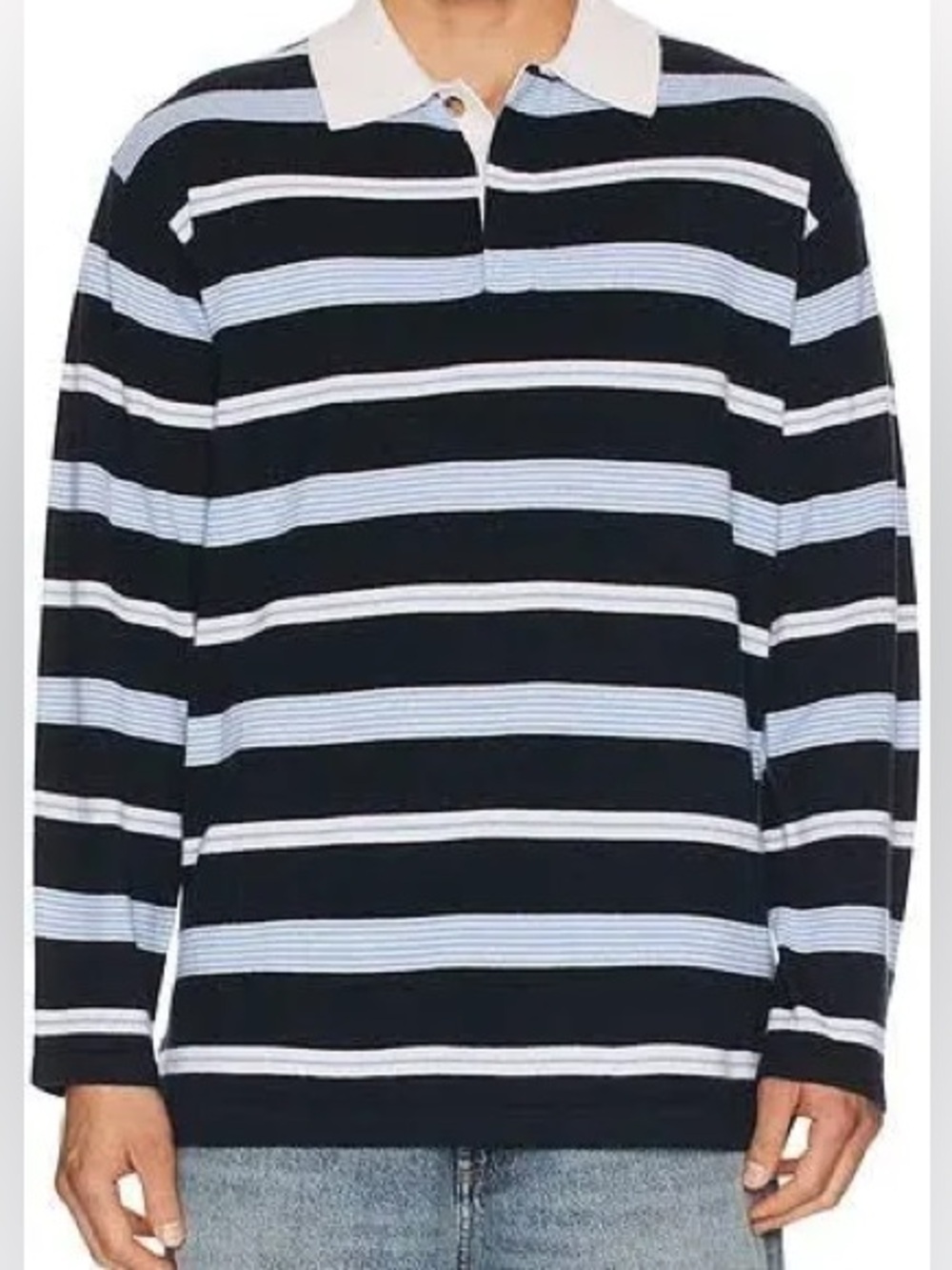 Guest in Residence Cashmere Striped Rugby Polo Shirt